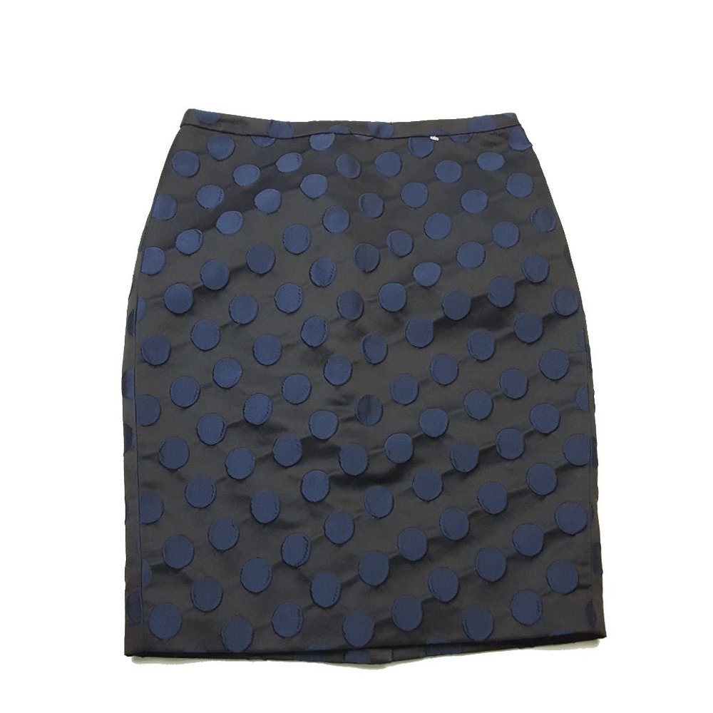 J.Crew 26536 Back Zip Pencil Skirt, Women's Size 2 Dotted Black & Blue